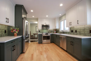 photo showing New hardwood floors installed in kitchen